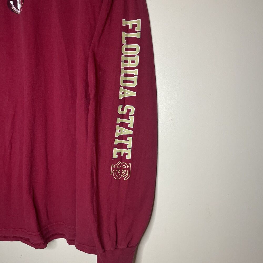 FSU Florida Seminoles Men’s Long Sleeve Burgundy T Shirt Arm Spellout 2XL XXL - Picture 3 of 5